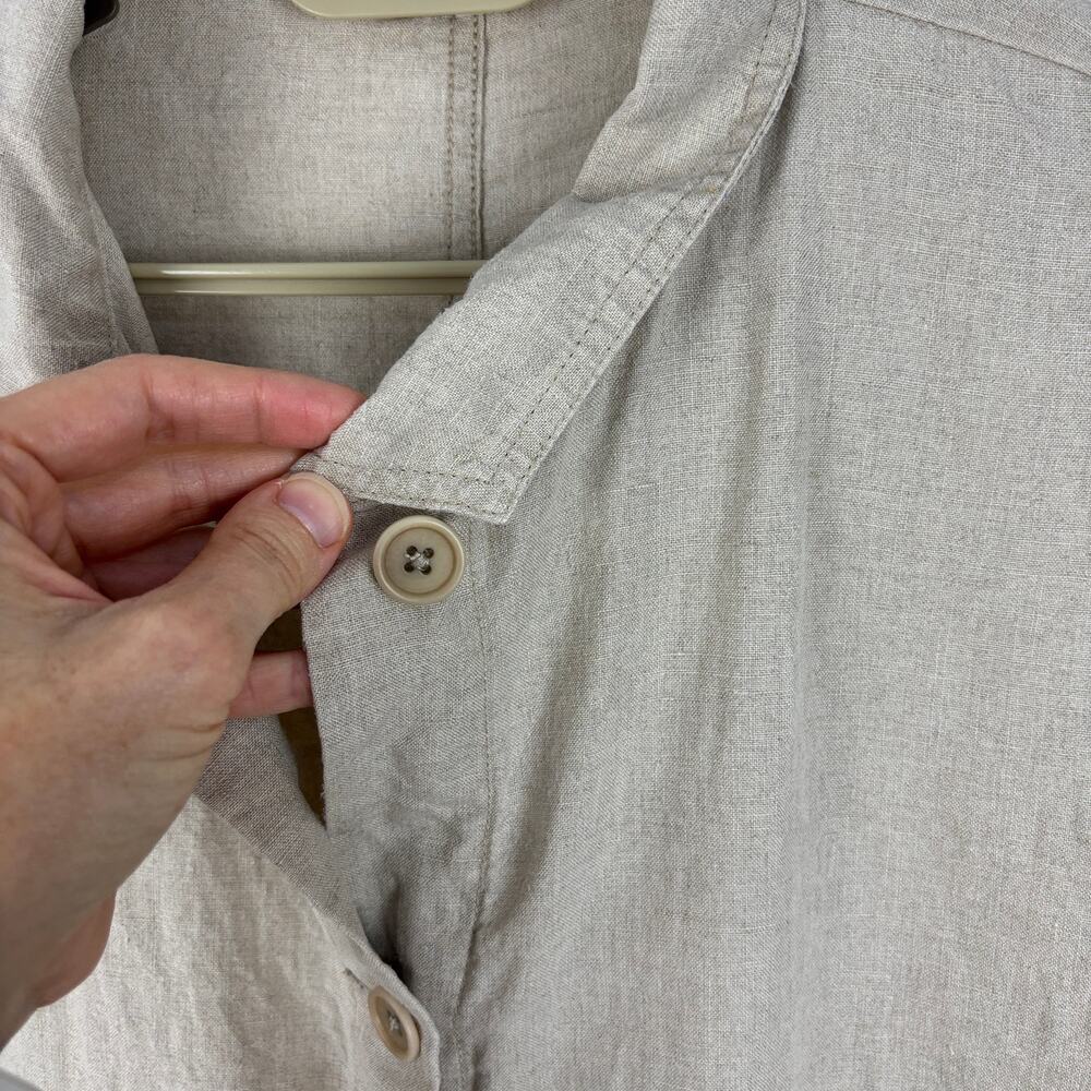 Eileen Fisher Tan 100% Organic Linen Long Jacket Medium relaxed fit - Picture 4 of 10